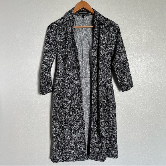 Express Design Studio Black White 3/4 Sleeve Cotton Blend Button Dress  - Size 6 - Picture 5 of 6